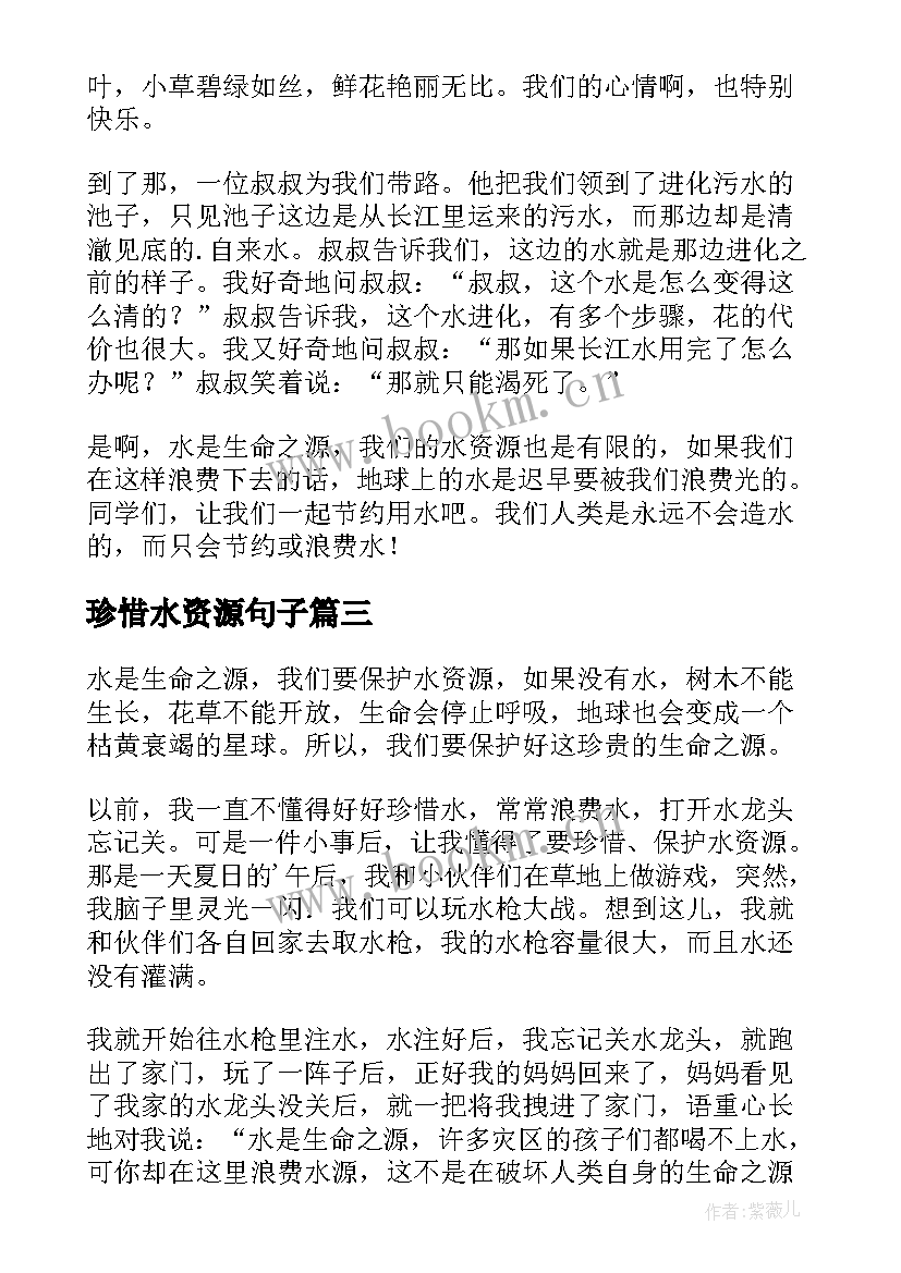 最新珍惜水资源句子 珍惜水资源日记(模板6篇)