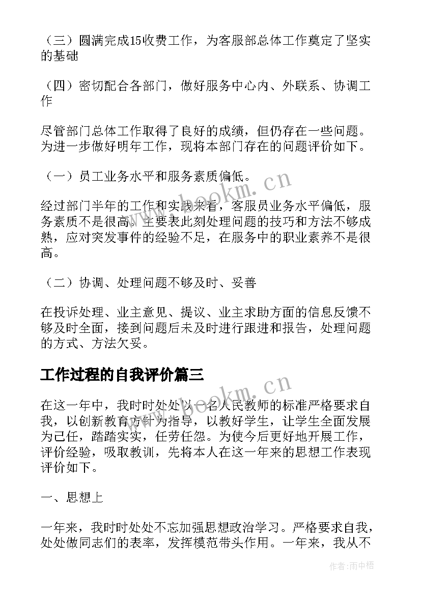 2023年工作过程的自我评价(模板5篇)