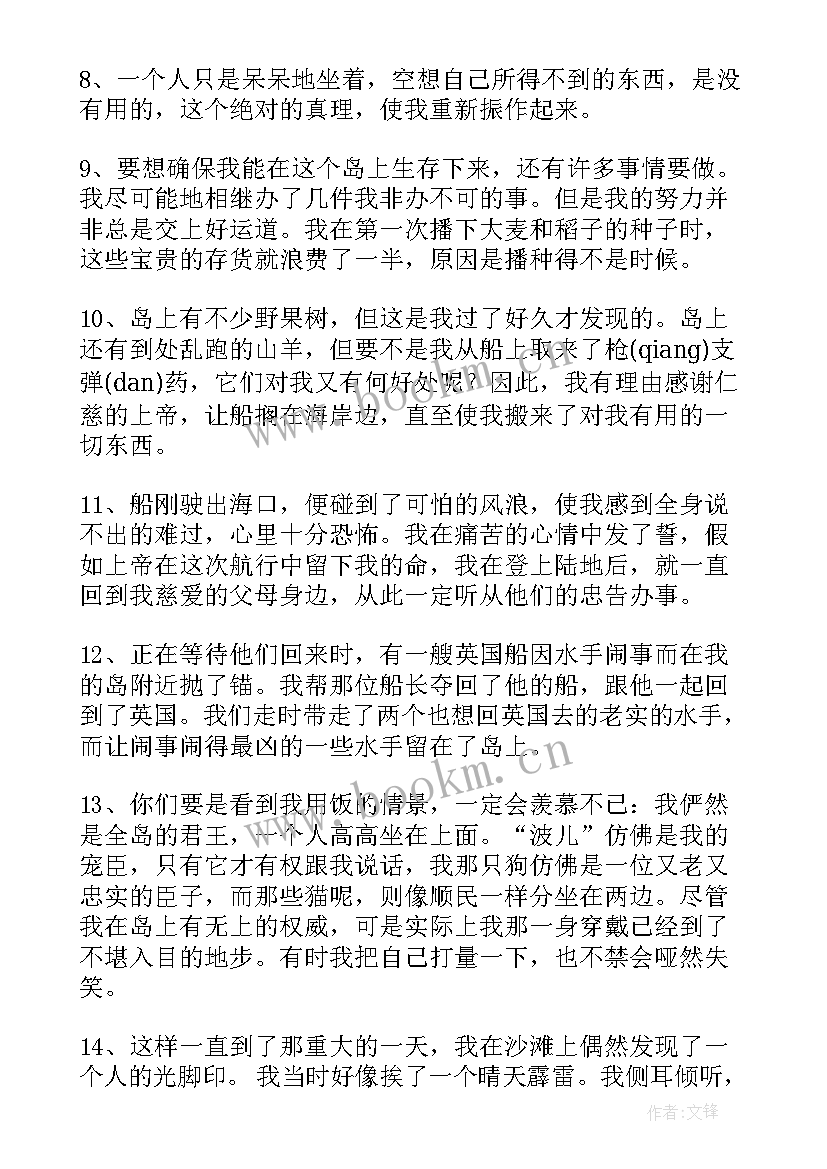 鲁滨逊漂流记好词好句摘抄第二章(模板5篇)