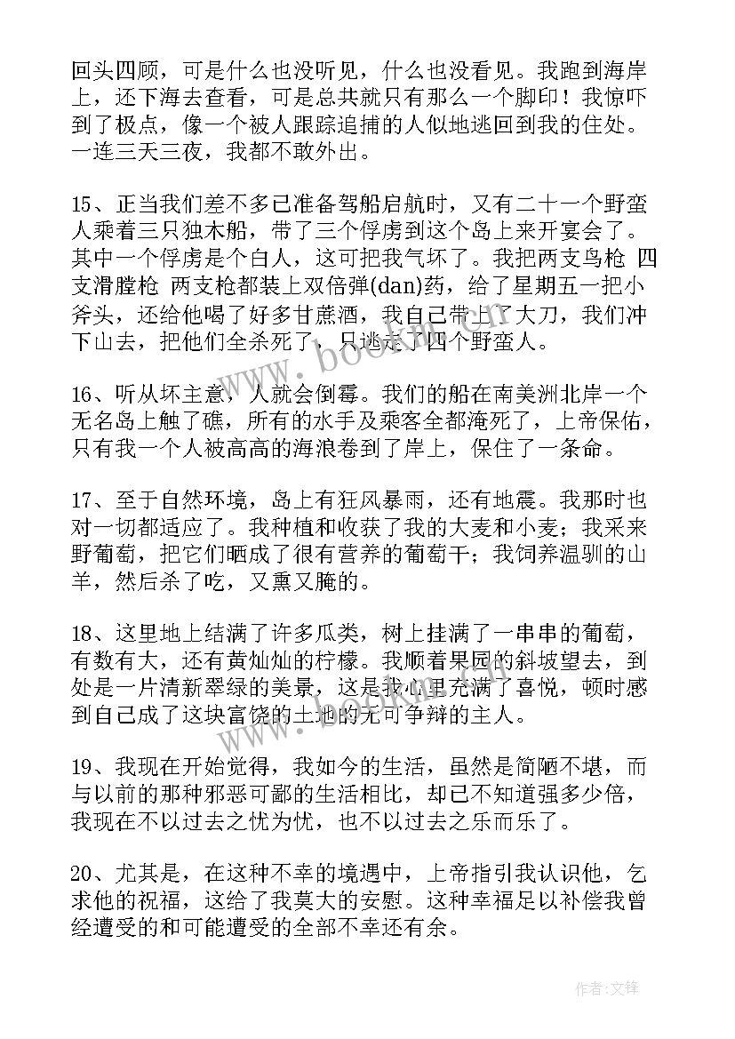 鲁滨逊漂流记好词好句摘抄第二章(模板5篇)