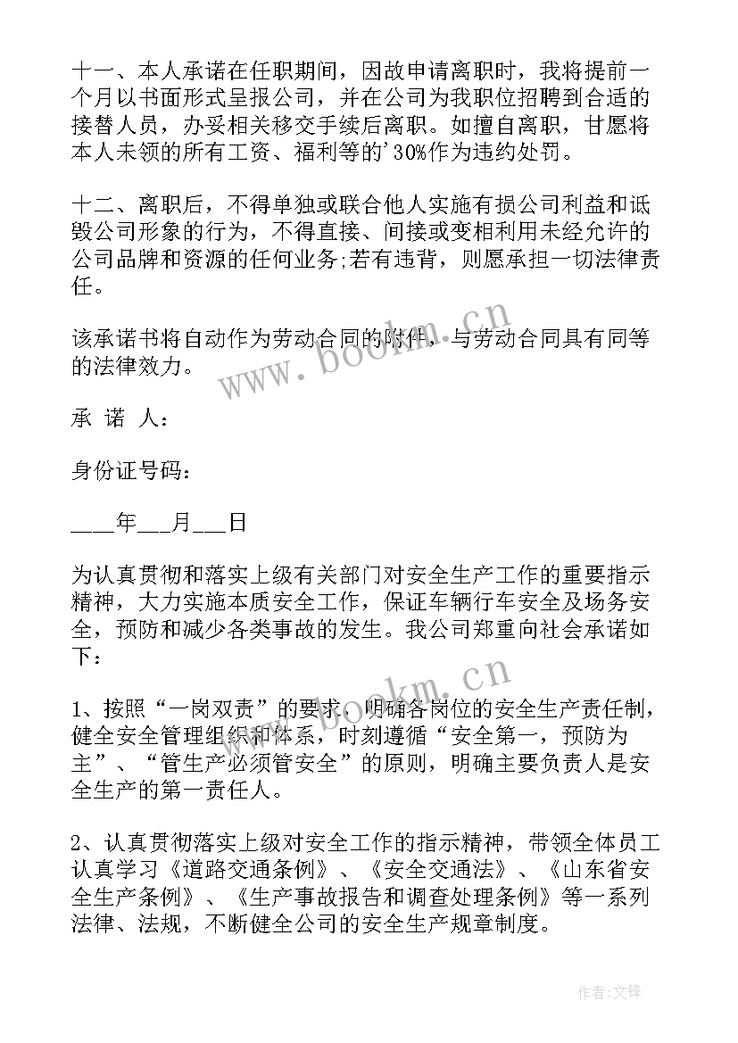 2023年公司承诺书格式(优质7篇)