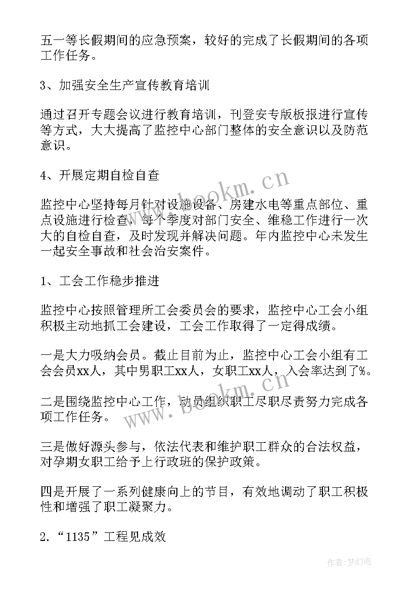 2023年监控中心监控员工作总结(优质5篇)