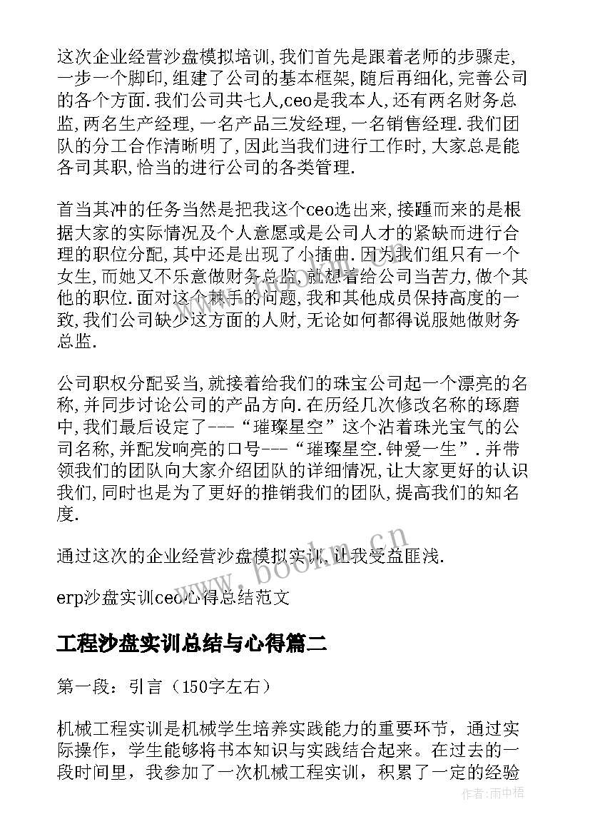 2023年工程沙盘实训总结与心得 erp沙盘实训ceo心得总结(精选5篇)