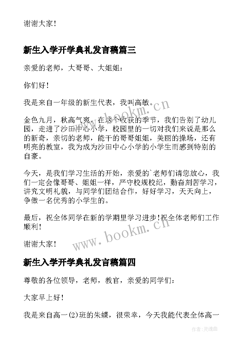 2023年新生入学开学典礼发言稿(优秀5篇)