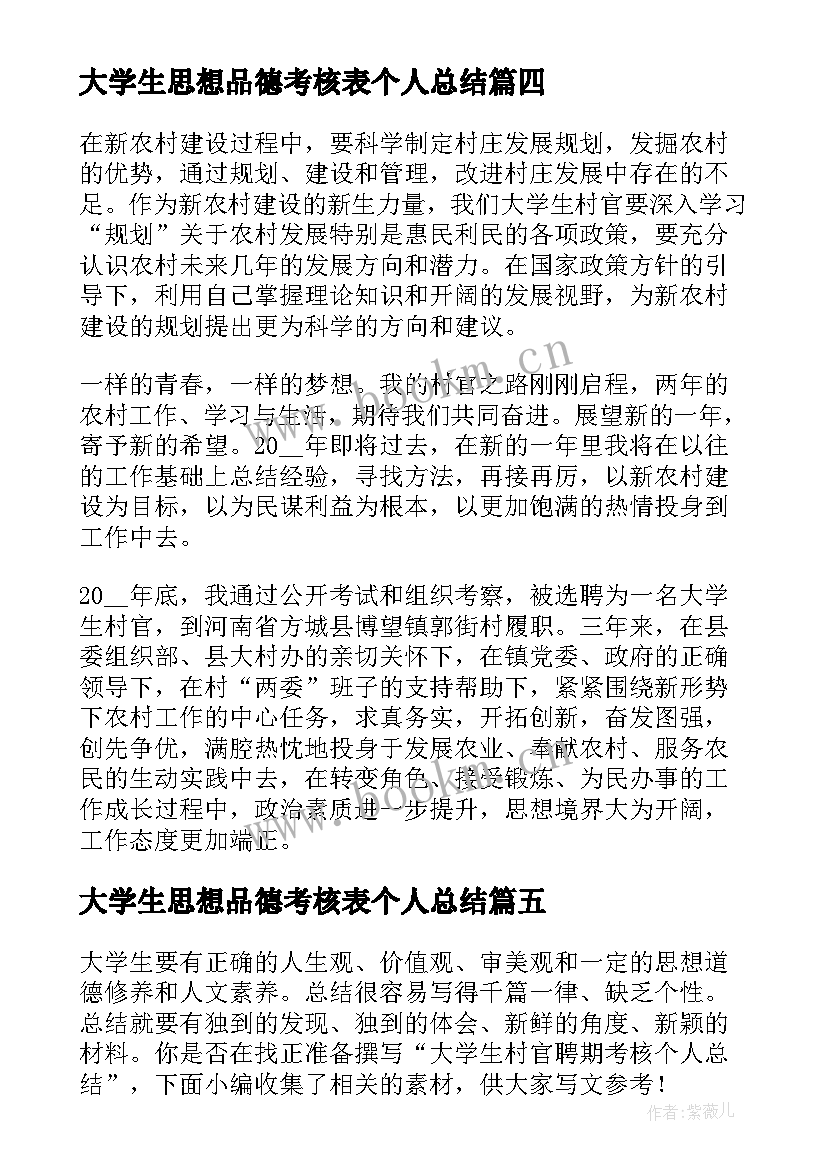 大学生思想品德考核表个人总结 大学生思想品德考核个人总结(优秀5篇)