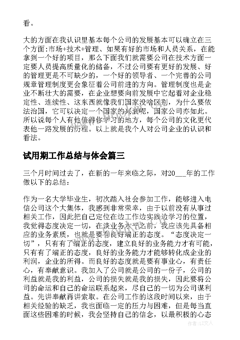 2023年试用期工作总结与体会 试用期工作总结(模板7篇)