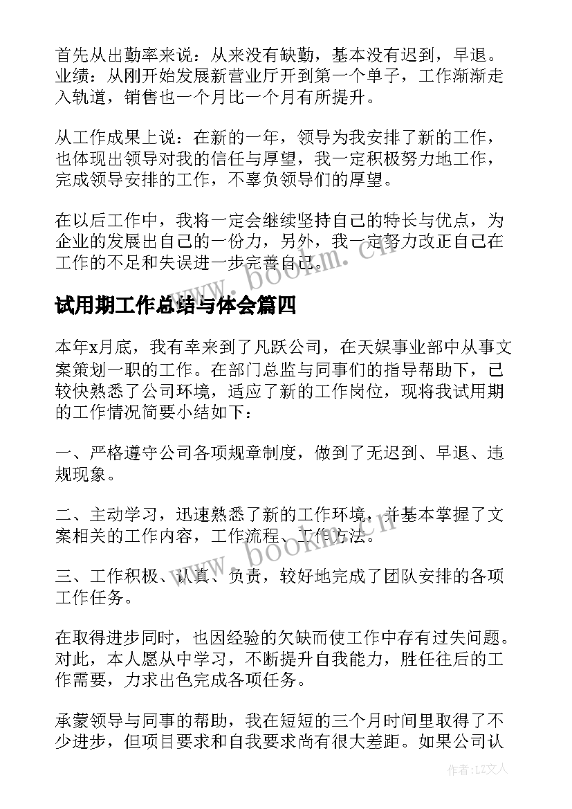 2023年试用期工作总结与体会 试用期工作总结(模板7篇)