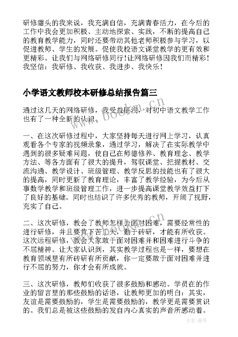 2023年小学语文教师校本研修总结报告(大全5篇)