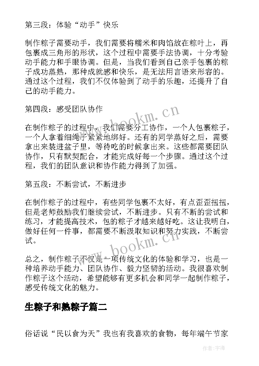 2023年生粽子和熟粽子 做粽子小学生心得体会(汇总5篇)