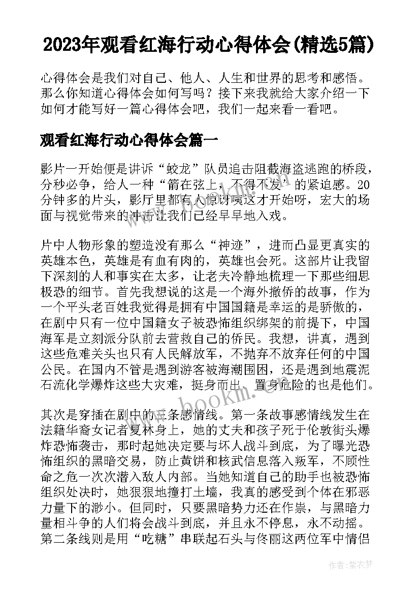 2023年观看红海行动心得体会(精选5篇)