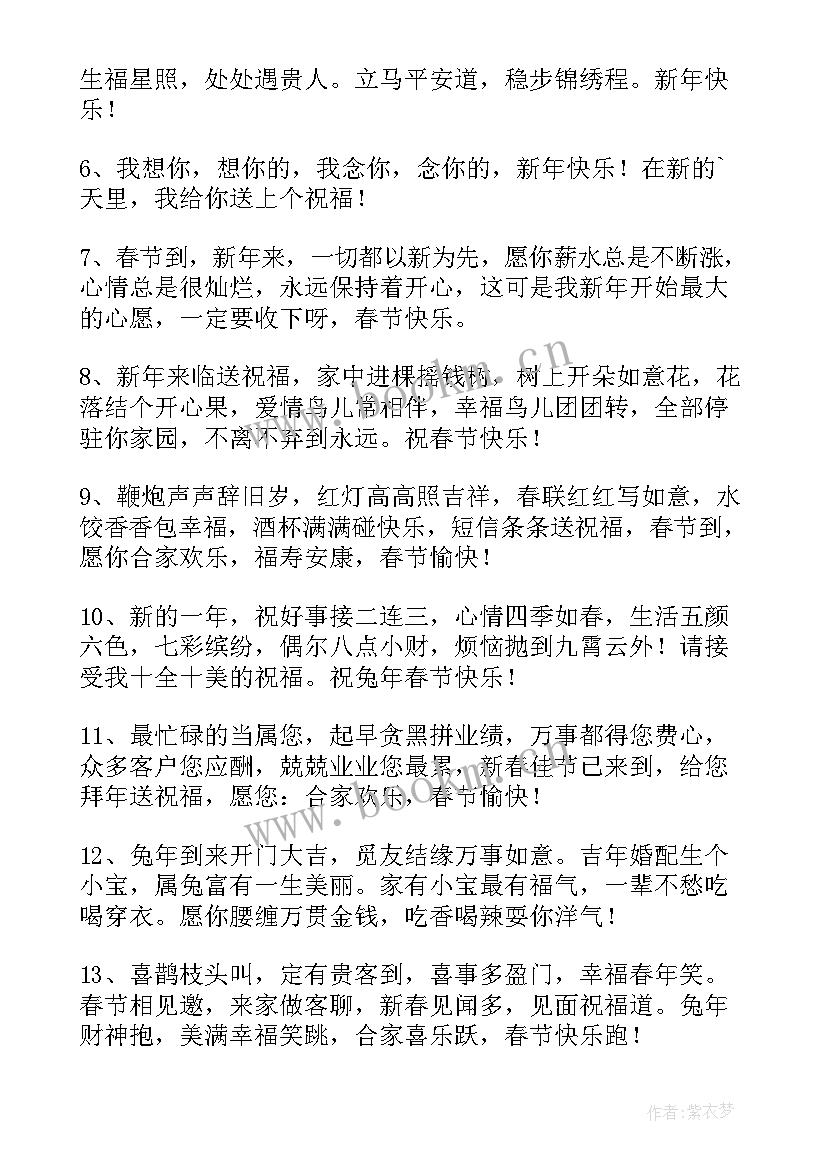 兔年春节祝福小辈的祝福语(精选7篇)