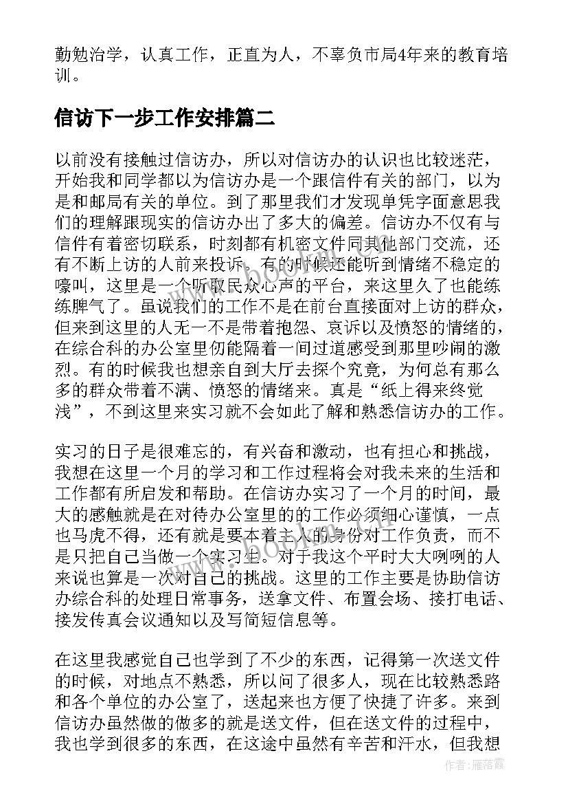 2023年信访下一步工作安排 信访局工作总结(优秀8篇)