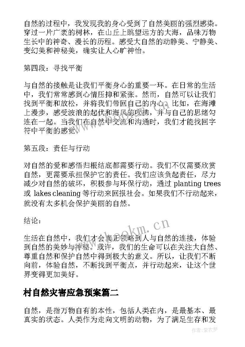 村自然灾害应急预案(模板5篇)