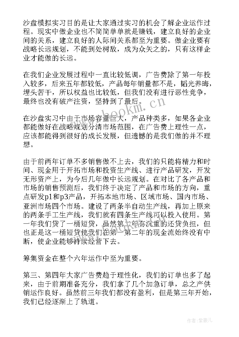 企业模拟经营沙盘综合实训报告(模板5篇)