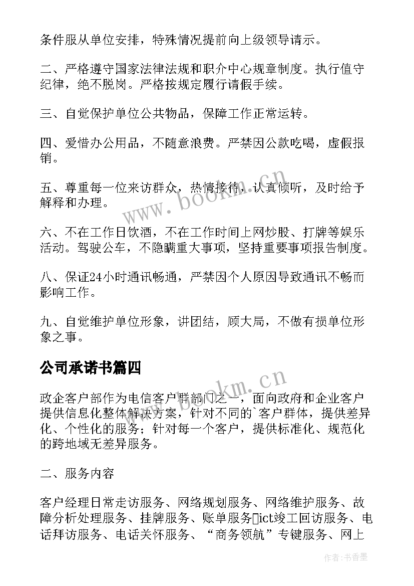 2023年公司承诺书(汇总5篇)