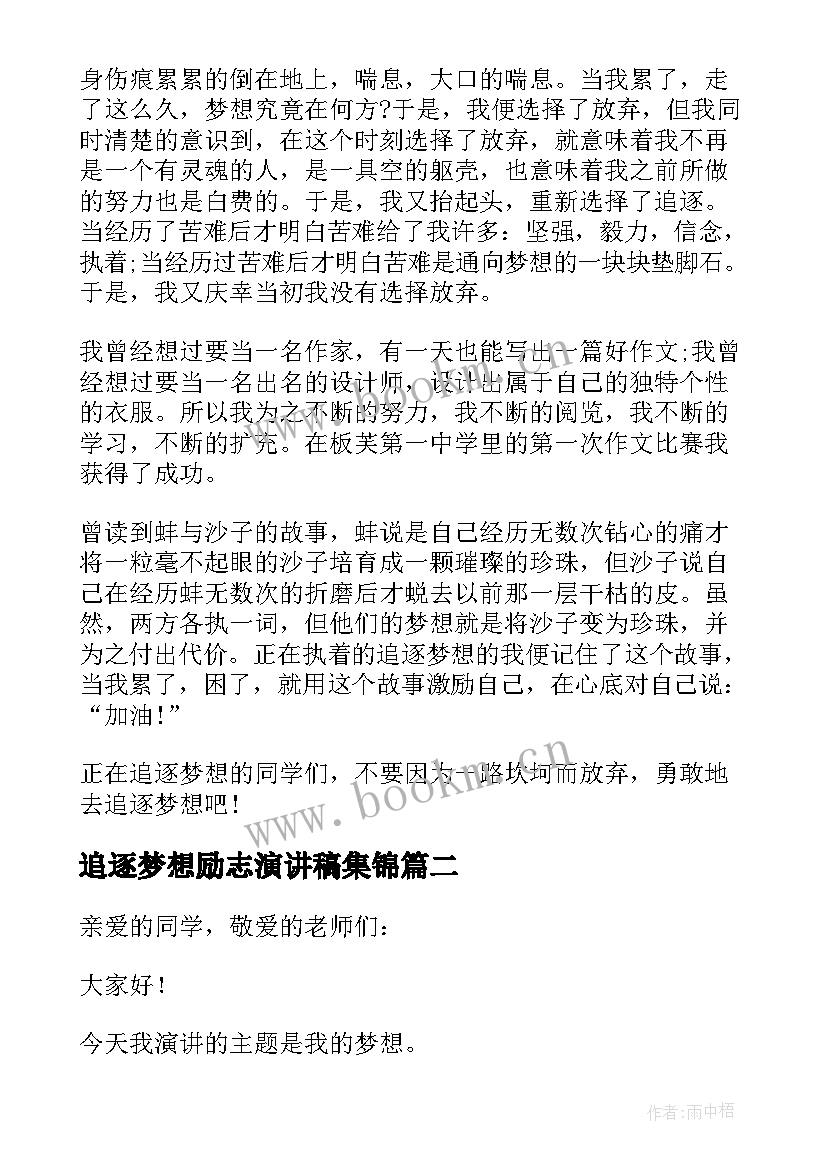 2023年追逐梦想励志演讲稿集锦(优秀5篇)