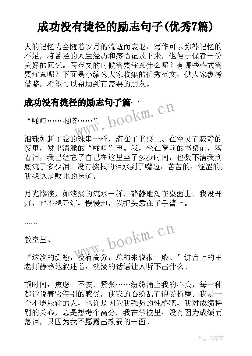 成功没有捷径的励志句子(优秀7篇)