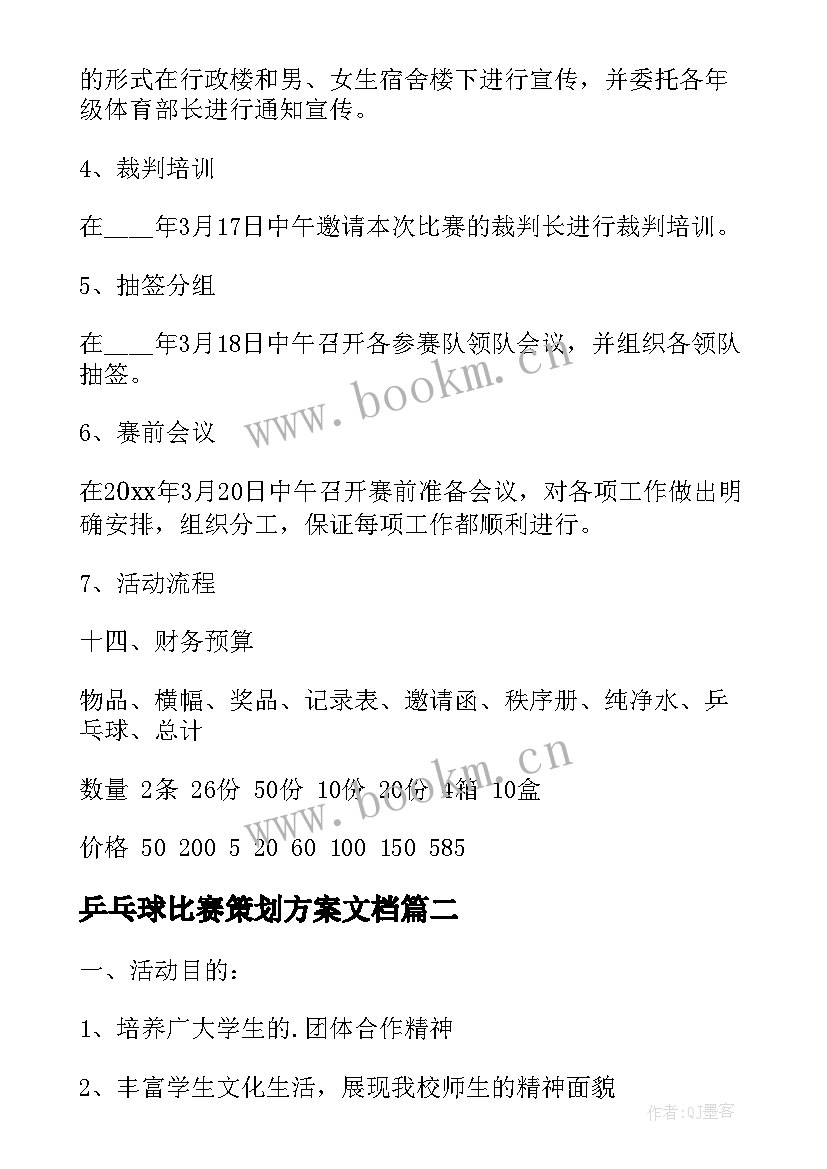 最新乒乓球比赛策划方案文档(大全8篇)