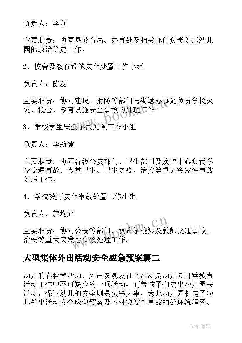 2023年大型集体外出活动安全应急预案 外出活动安全应急预案(优秀5篇)