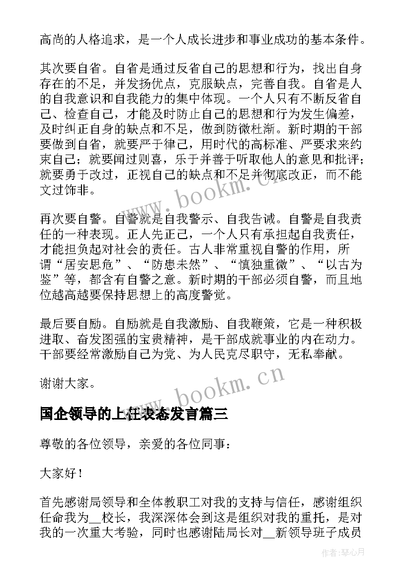 2023年国企领导的上任表态发言(大全7篇)