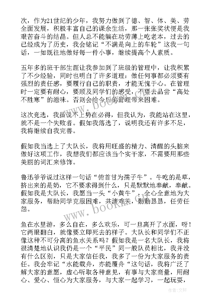 最新竞选少先队副大队长演讲稿(精选5篇)