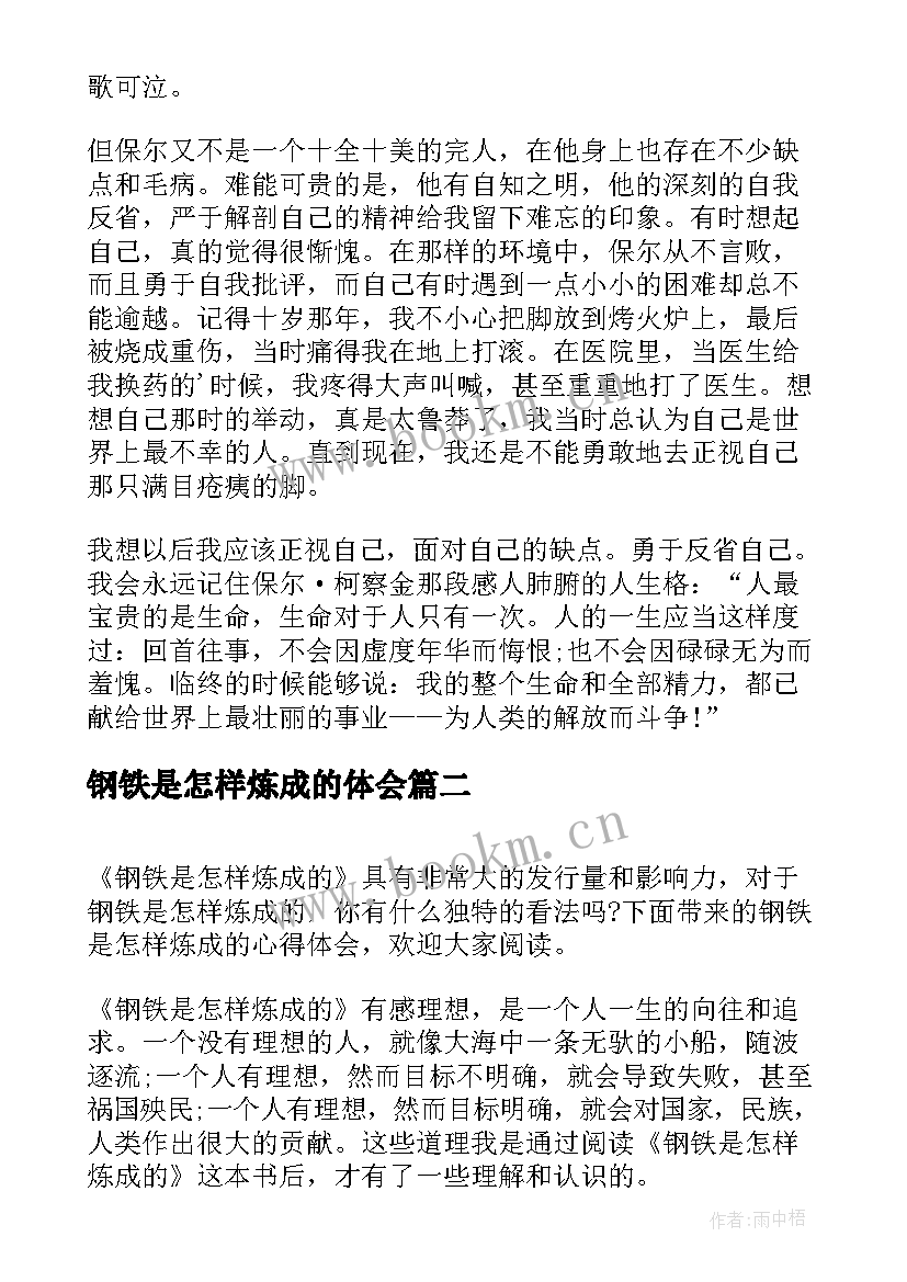 钢铁是怎样炼成的体会(模板7篇)