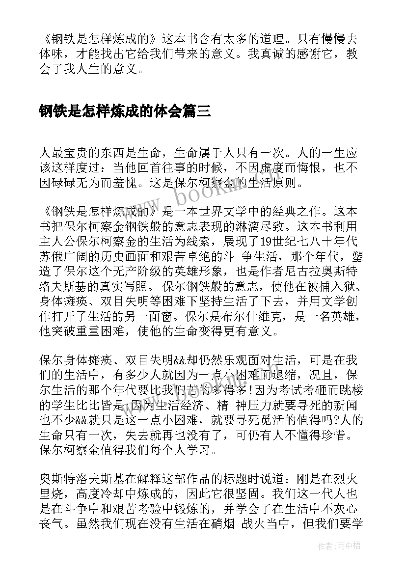 钢铁是怎样炼成的体会(模板7篇)