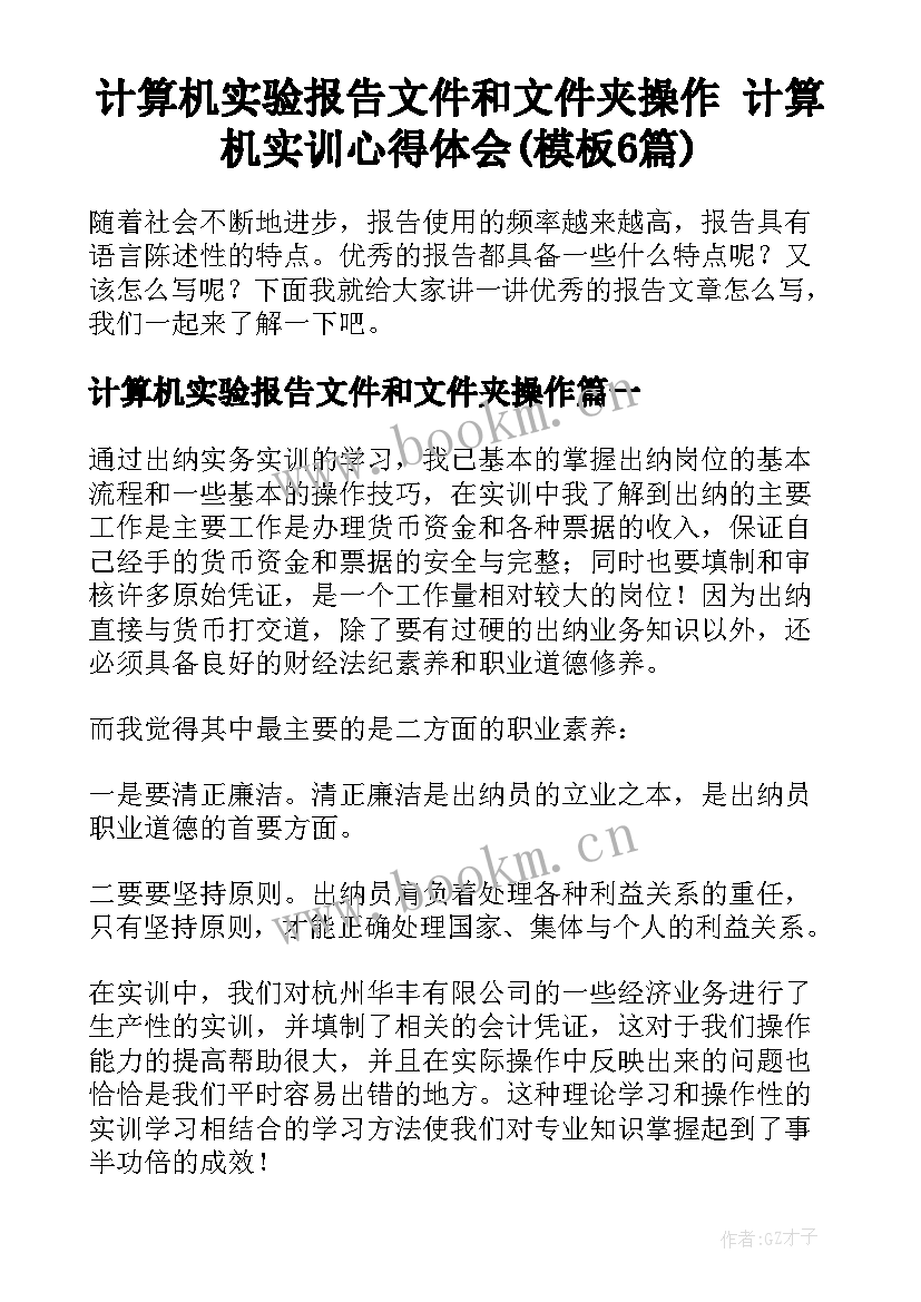 计算机实验报告文件和文件夹操作 计算机实训心得体会(模板6篇)