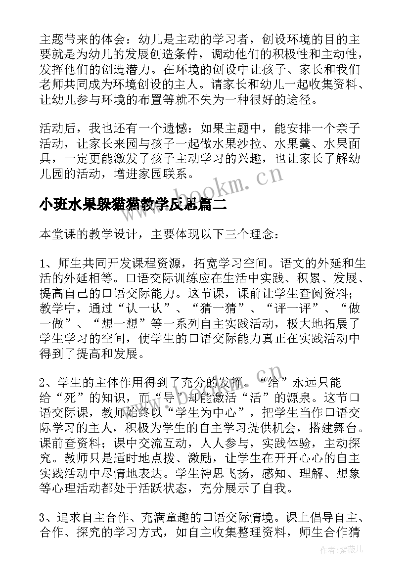 2023年小班水果躲猫猫教学反思(实用5篇)