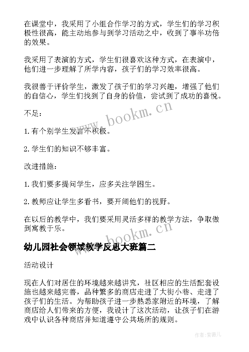 幼儿园社会领域教学反思大班(汇总5篇)