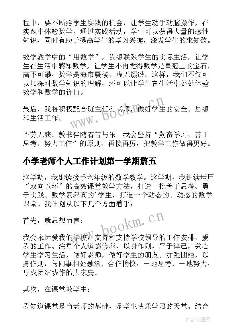 2023年小学老师个人工作计划第一学期(优质10篇)