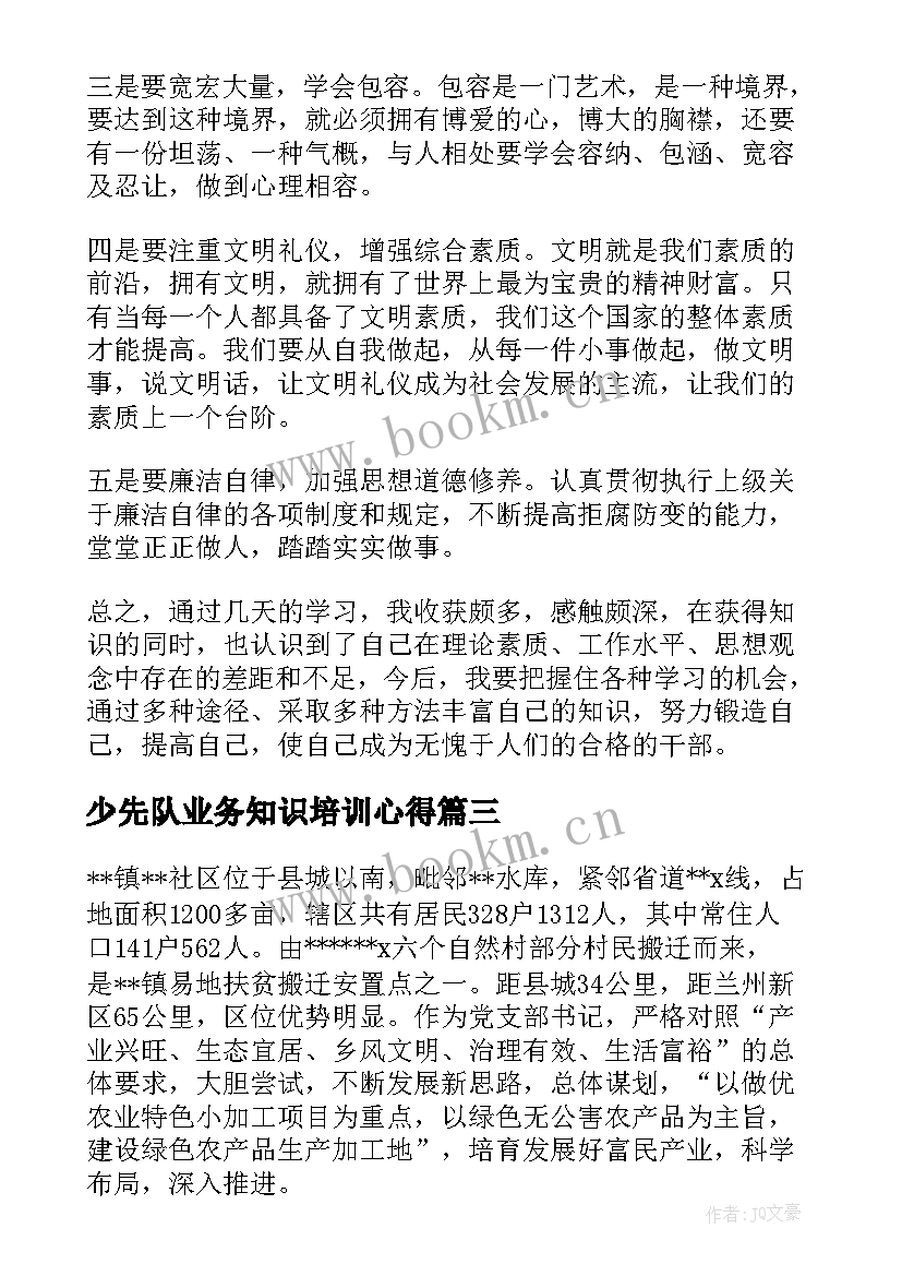 2023年少先队业务知识培训心得(精选5篇)