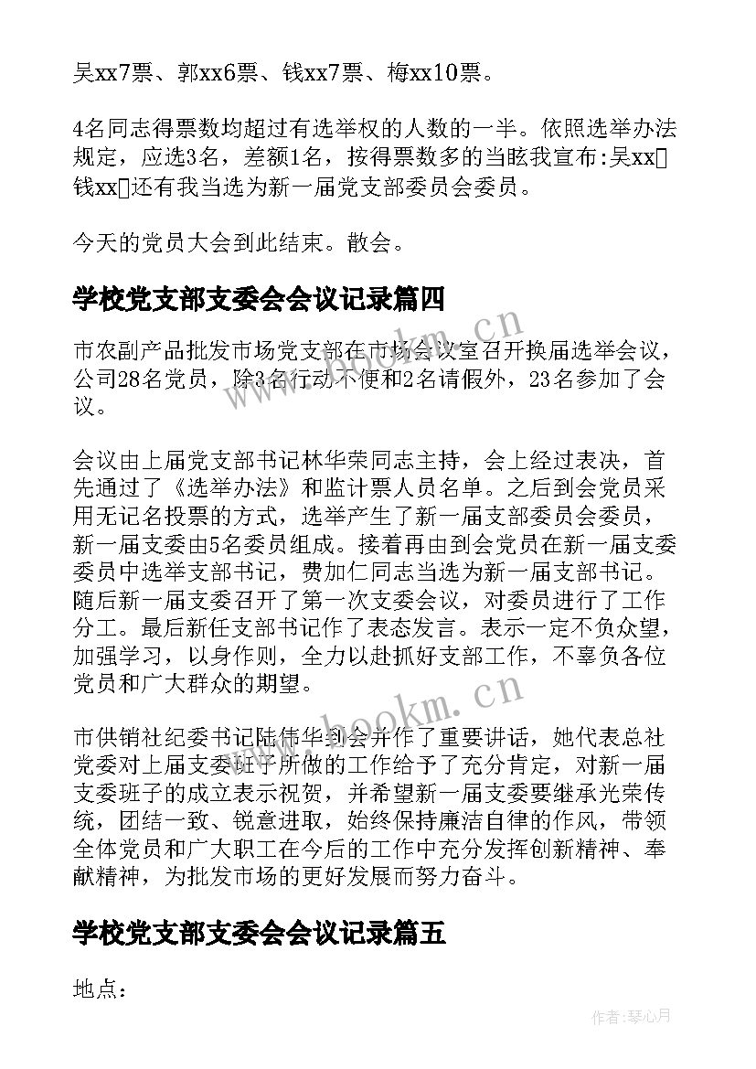 学校党支部支委会会议记录 支部会议记录内容(模板10篇)