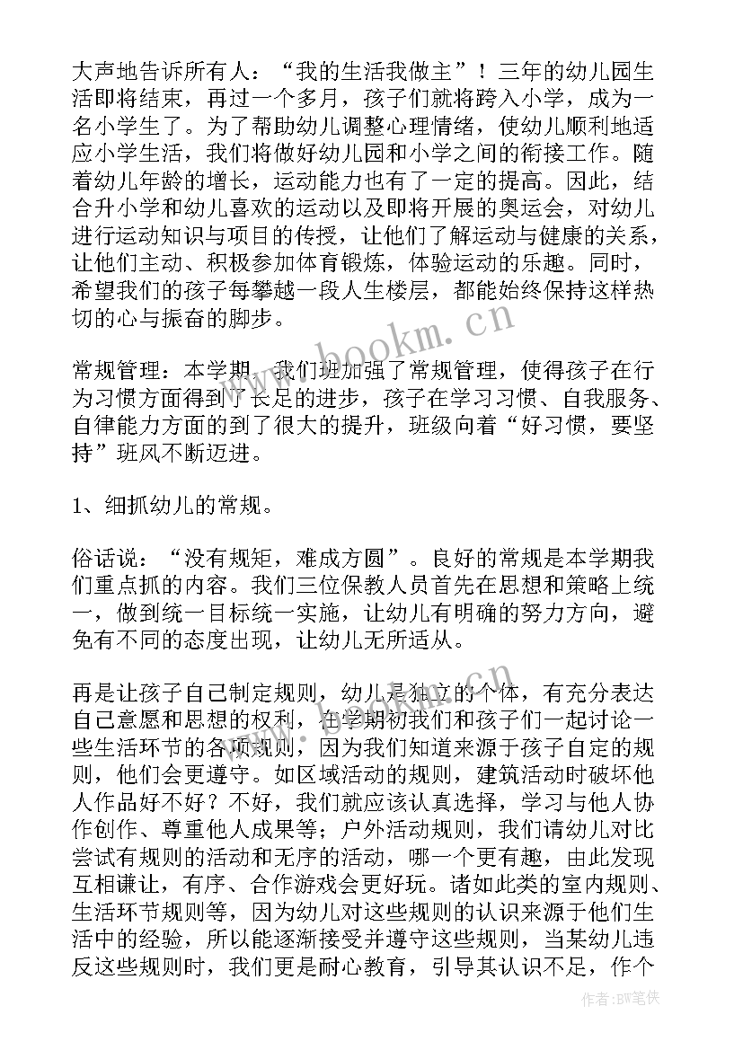 2023年大班保教工作计划总结(汇总5篇)