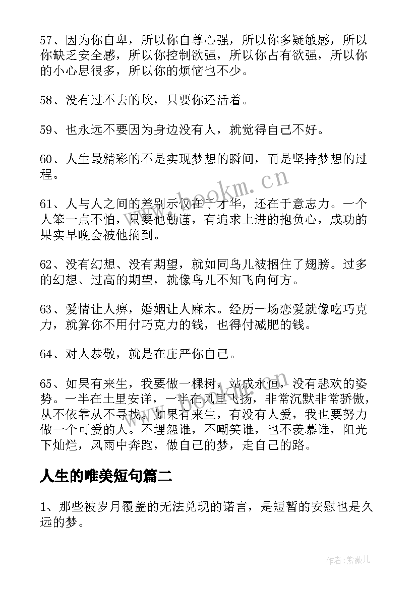 2023年人生的唯美短句 人生唯美名言短句经典(模板5篇)