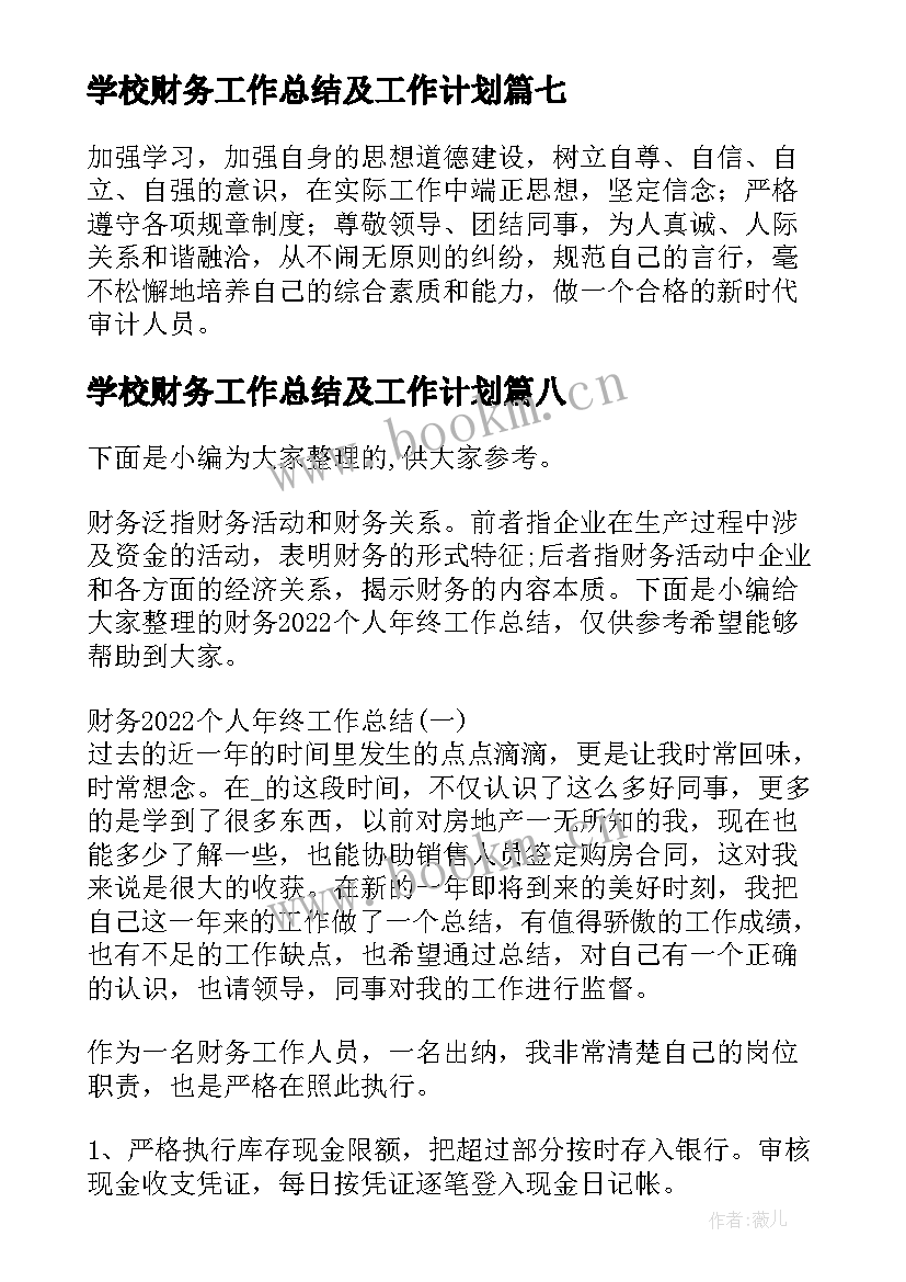 最新学校财务工作总结及工作计划 财务个人年终工作总结(大全9篇)