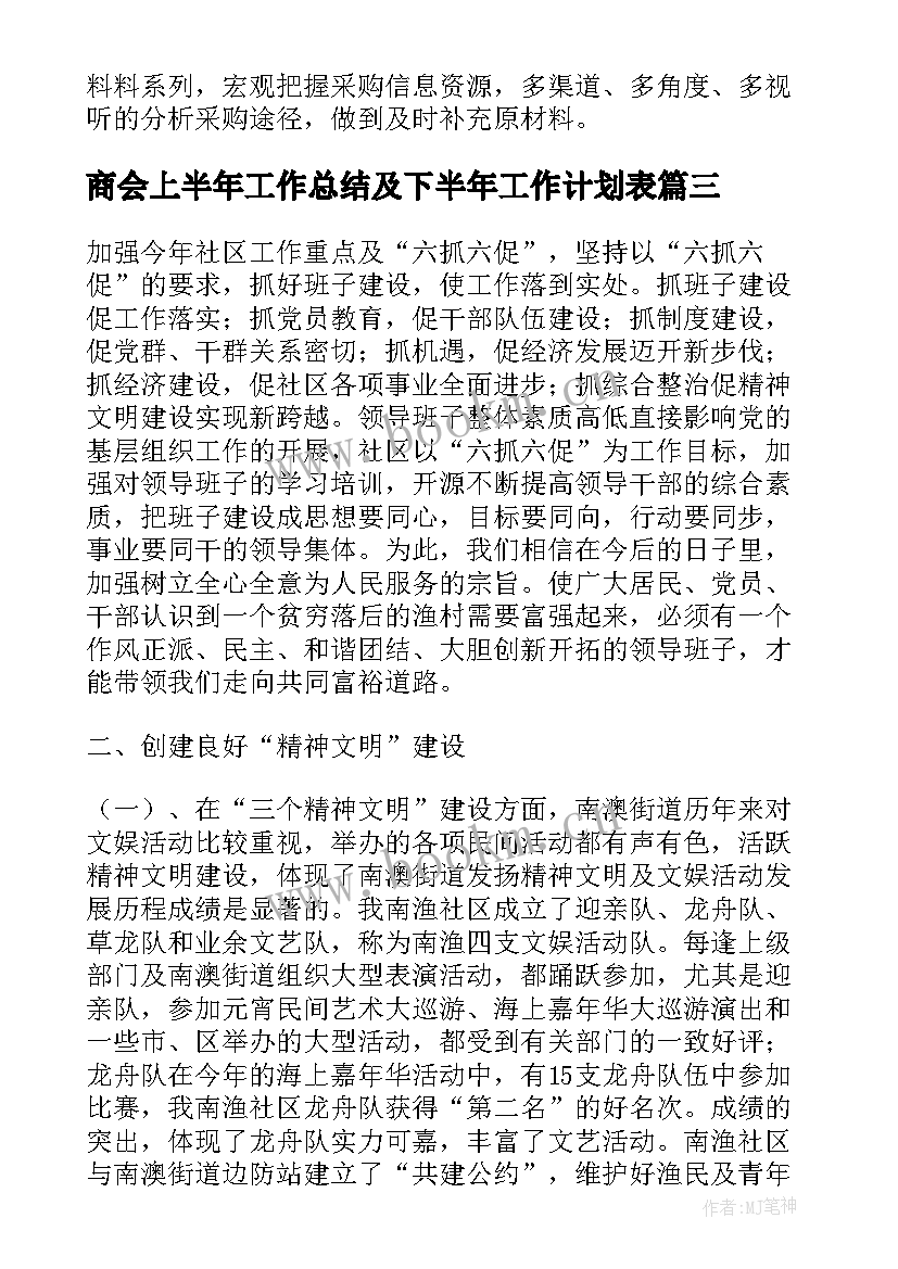 商会上半年工作总结及下半年工作计划表(大全9篇)