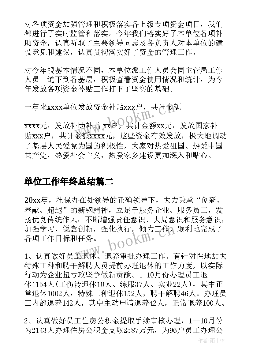 最新单位工作年终总结 单位工作总结(实用6篇)