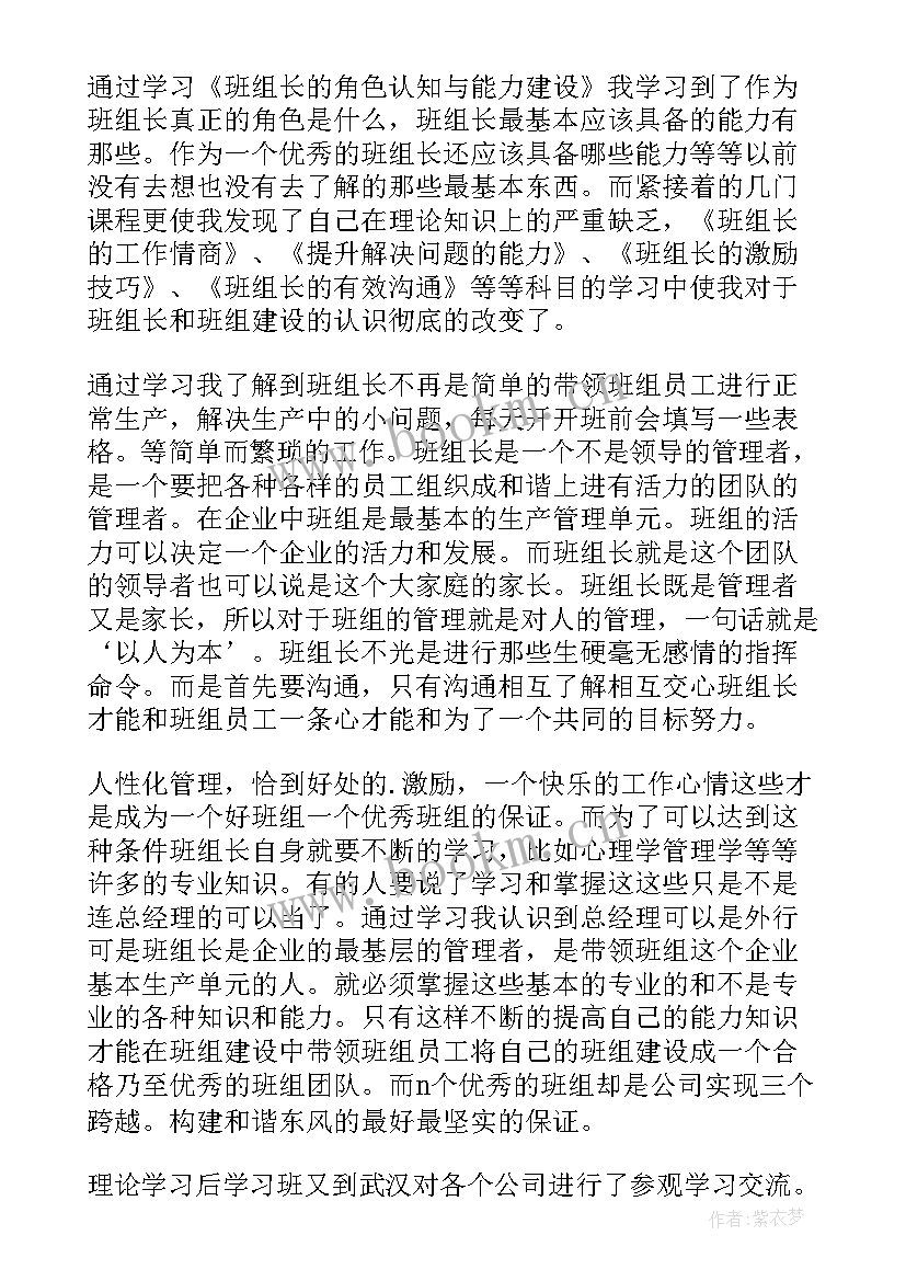 班组长总结班组工作 班组长培训个人总结(大全6篇)