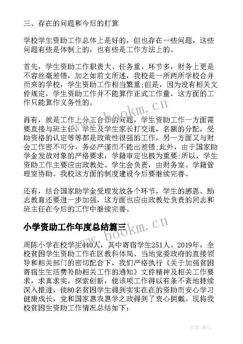 2023年小学资助工作年度总结 小学资助工作总结(大全5篇)