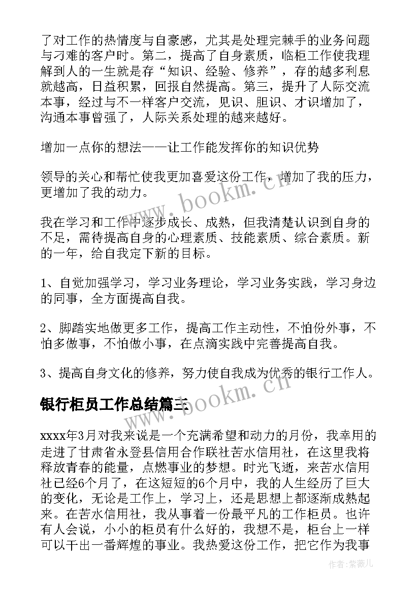 2023年银行柜员工作总结(实用8篇)