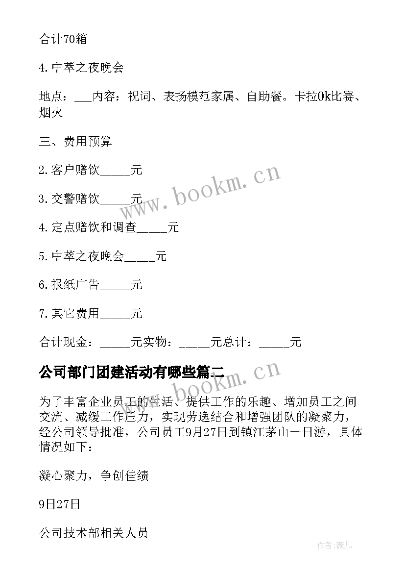 公司部门团建活动有哪些 公司部门聚会活动方案(模板5篇)