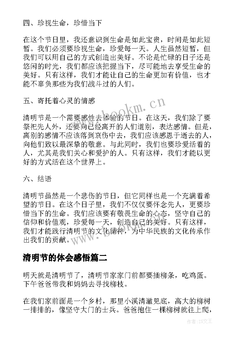 清明节的体会感悟 清明节心得体会及感悟高中(模板5篇)