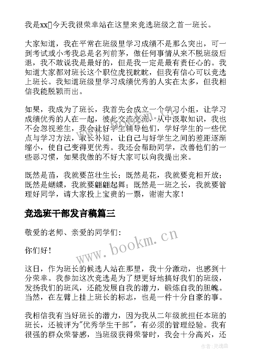 竞选班干部发言稿(模板5篇)