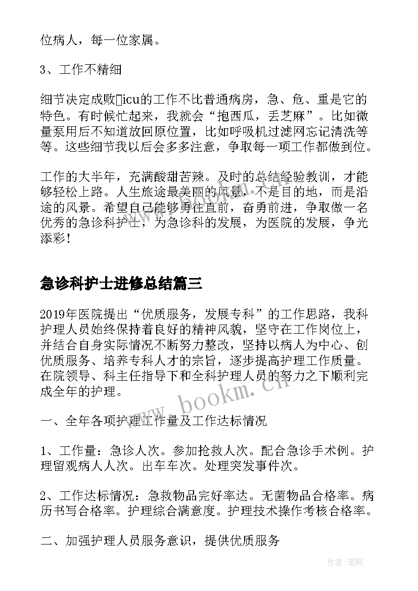 2023年急诊科护士进修总结 急诊科护士年终个人工作总结收藏(大全5篇)