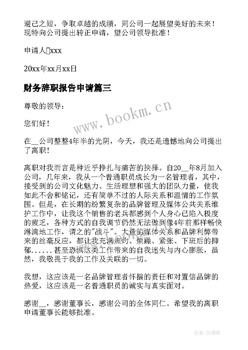 2023年财务辞职报告申请 财务员工转正申请书(模板7篇)