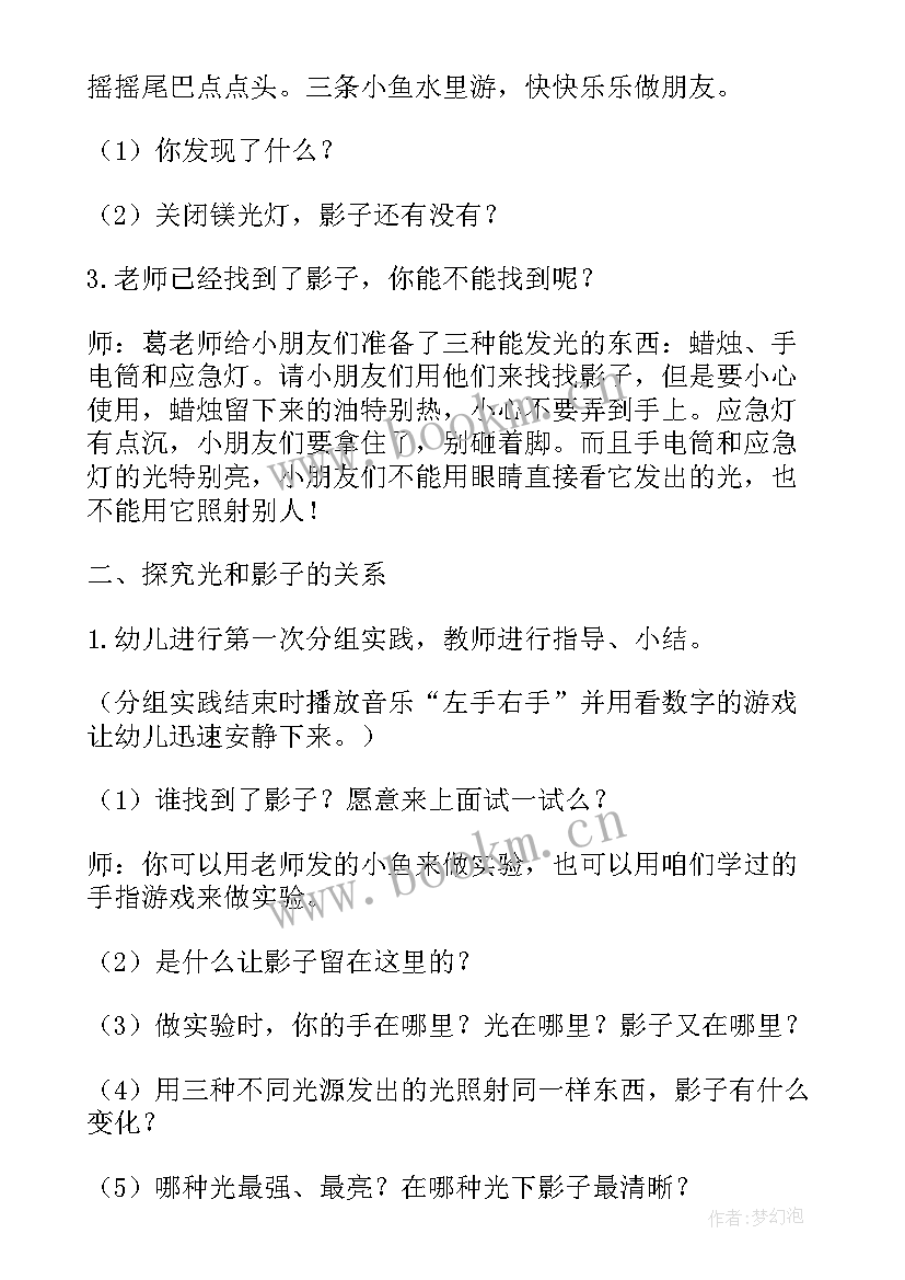 2023年科学活动动物的影子 影子中班科学教案(大全10篇)