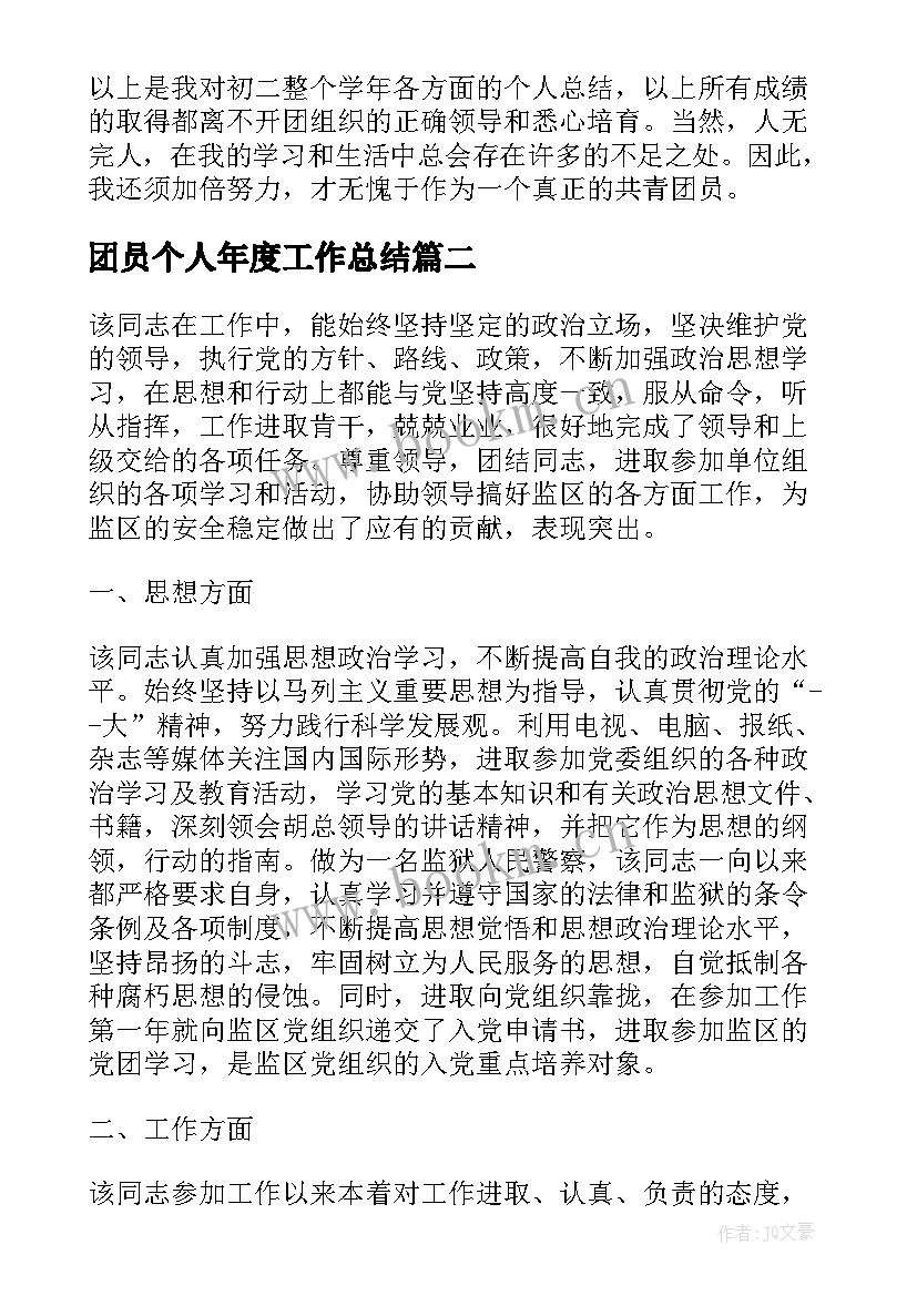 最新团员个人年度工作总结(通用5篇)