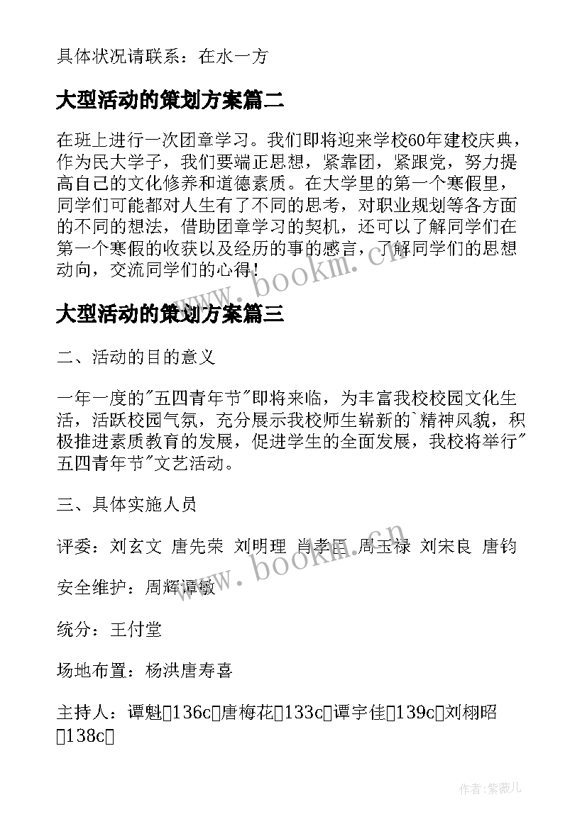 最新大型活动的策划方案 大型活动策划方案(通用8篇)