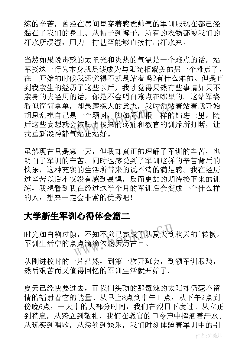 2023年大学新生军训心得体会(通用10篇)